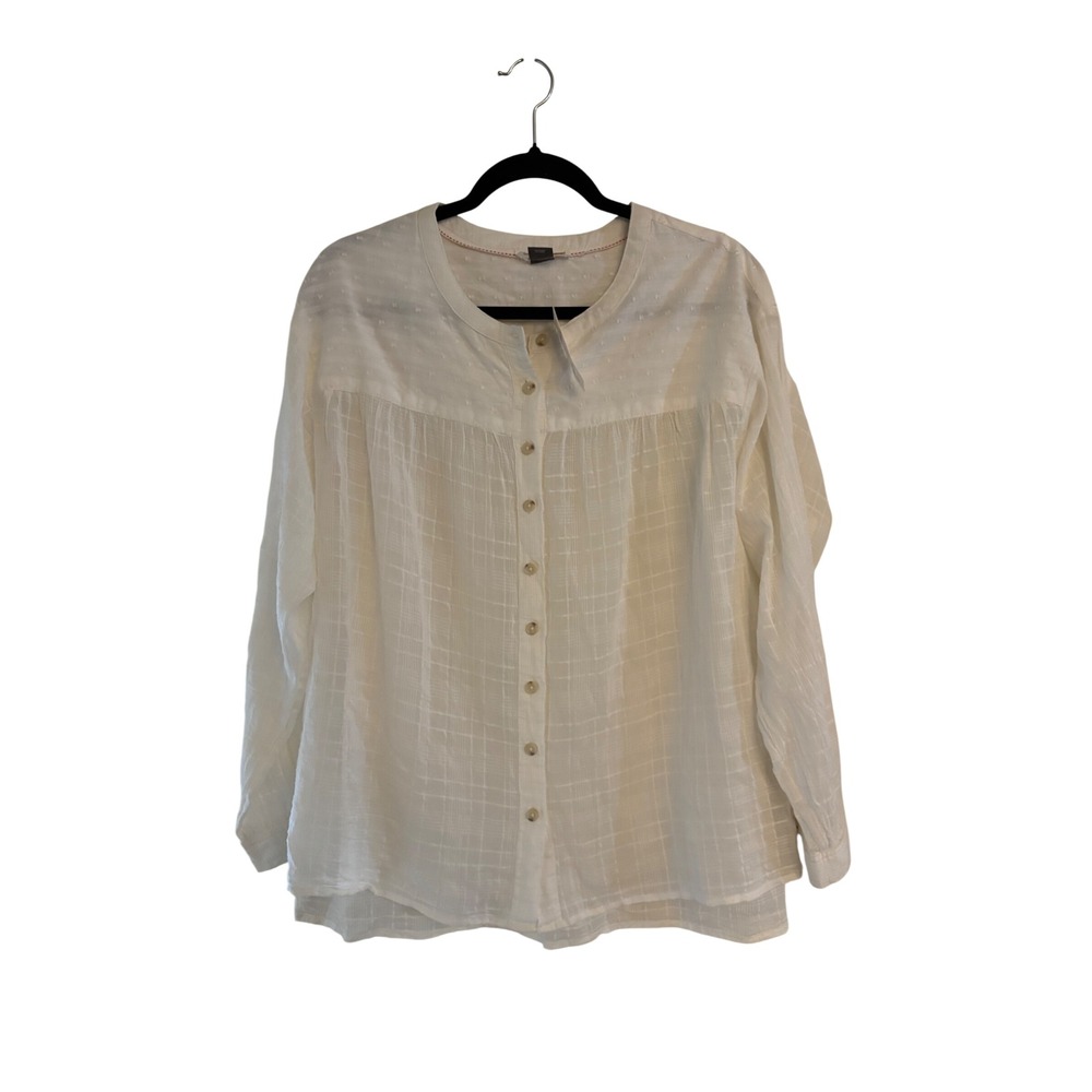 Pilcro and the Letterpress Anthropologie White Swiss Dot Cotton Blouse Small